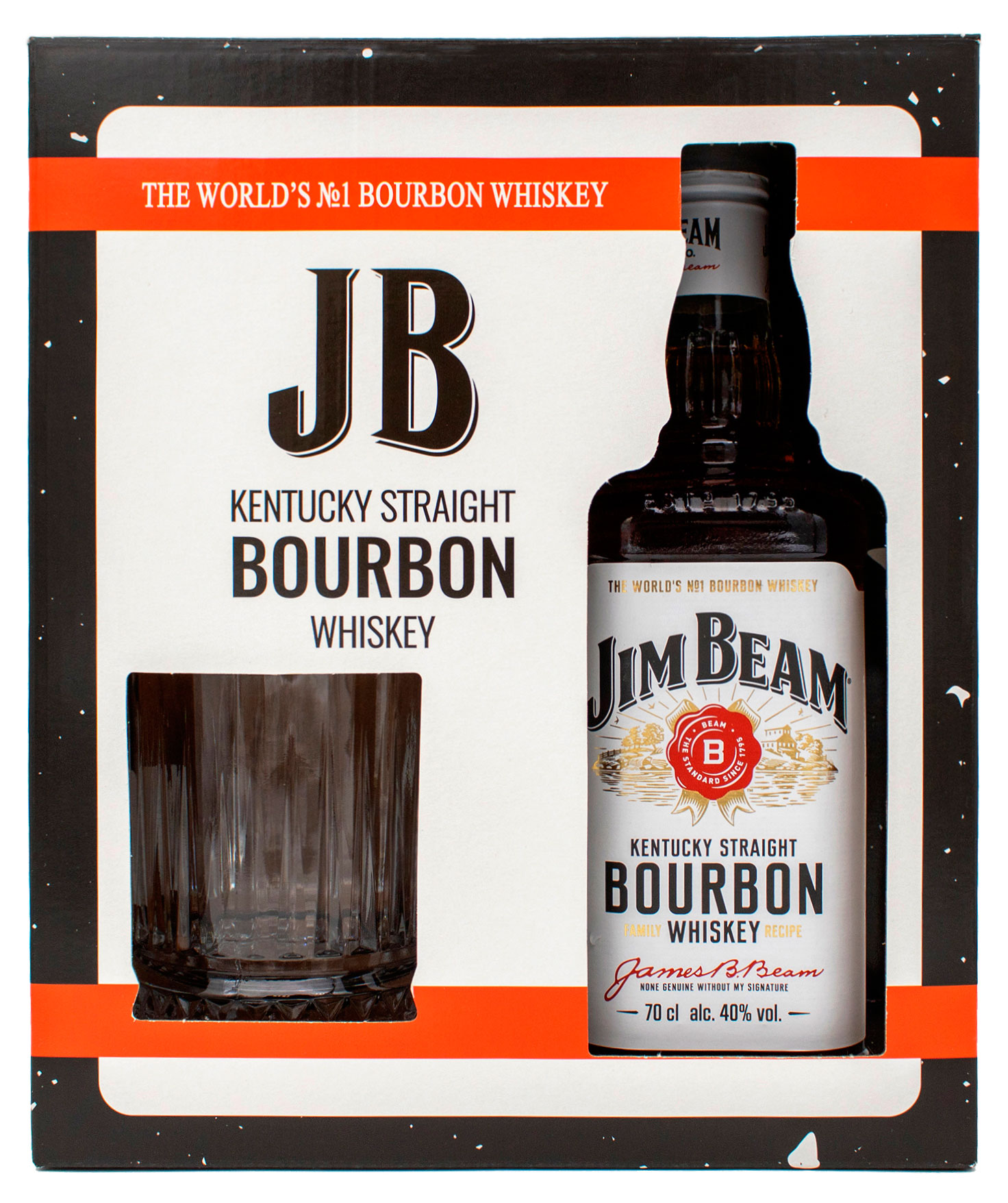 Виски Jim Beam Bourbon со стаканом в подарочной упаковке США, 0,7 л