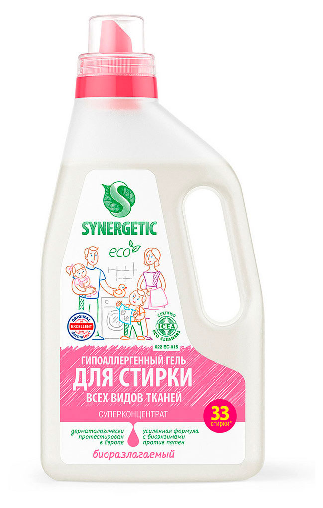 Гель для стирки белья Synergetic биоразлагаемый, 1 л