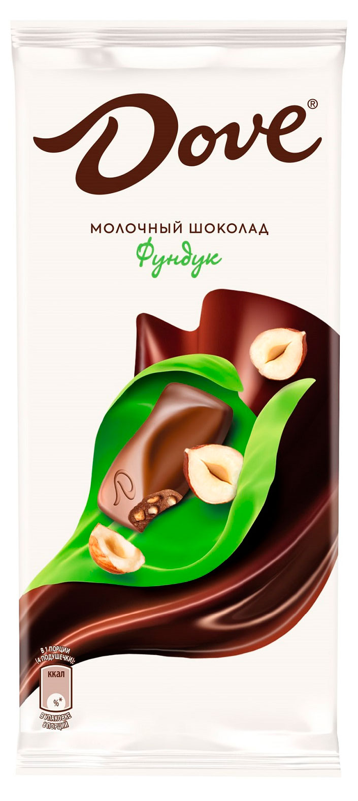 Шоколад молочный Dove с дробленым фундуком, 90 г