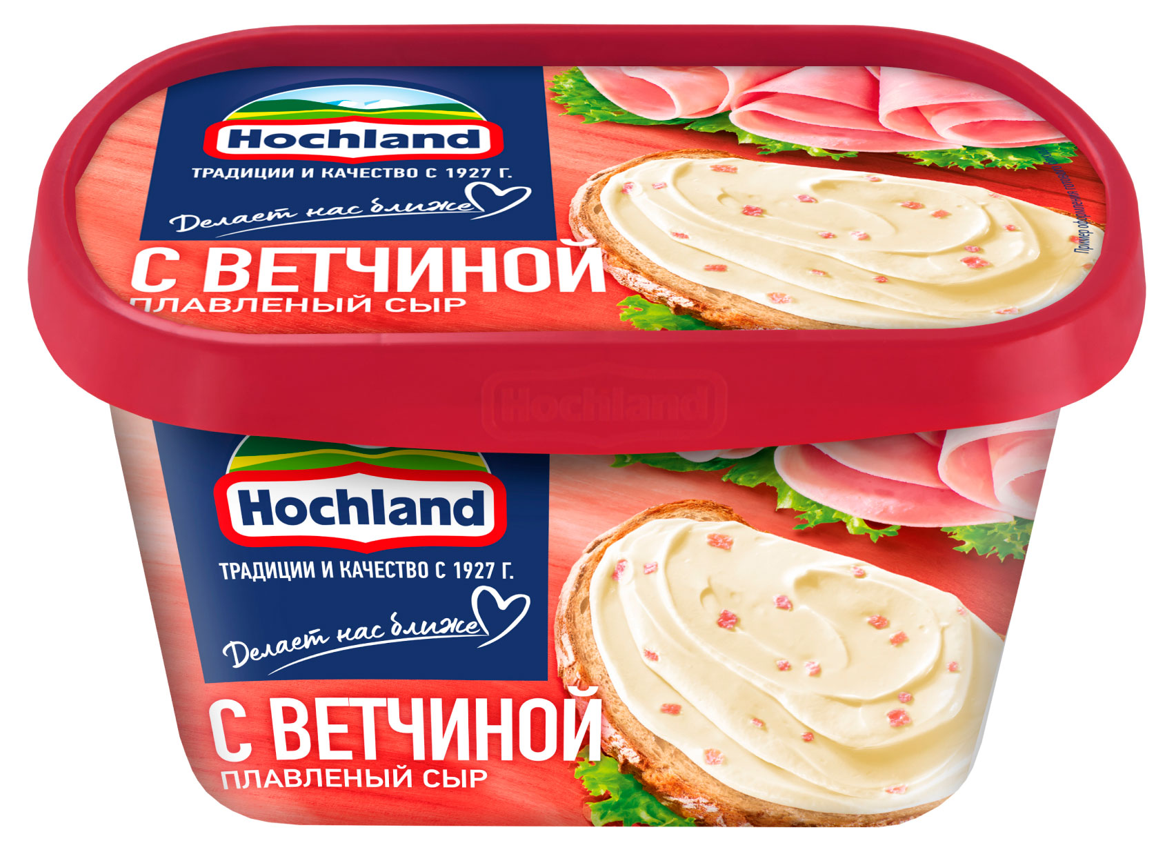 Сыр плавленый с ветчиной Hochland 55% БЗМЖ, 400 г