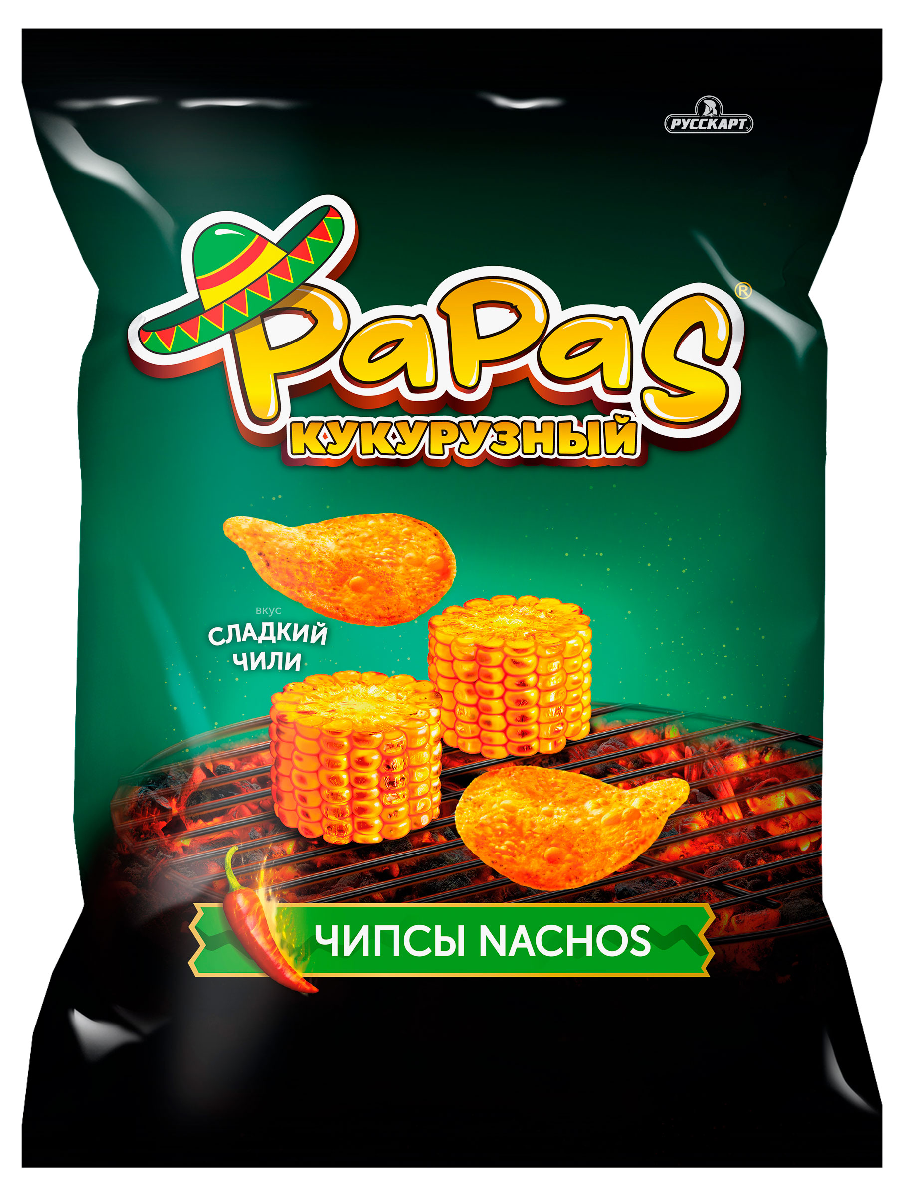 

Чипсы кукурузные PAPAS со вкусом сладкий чили, 140 г