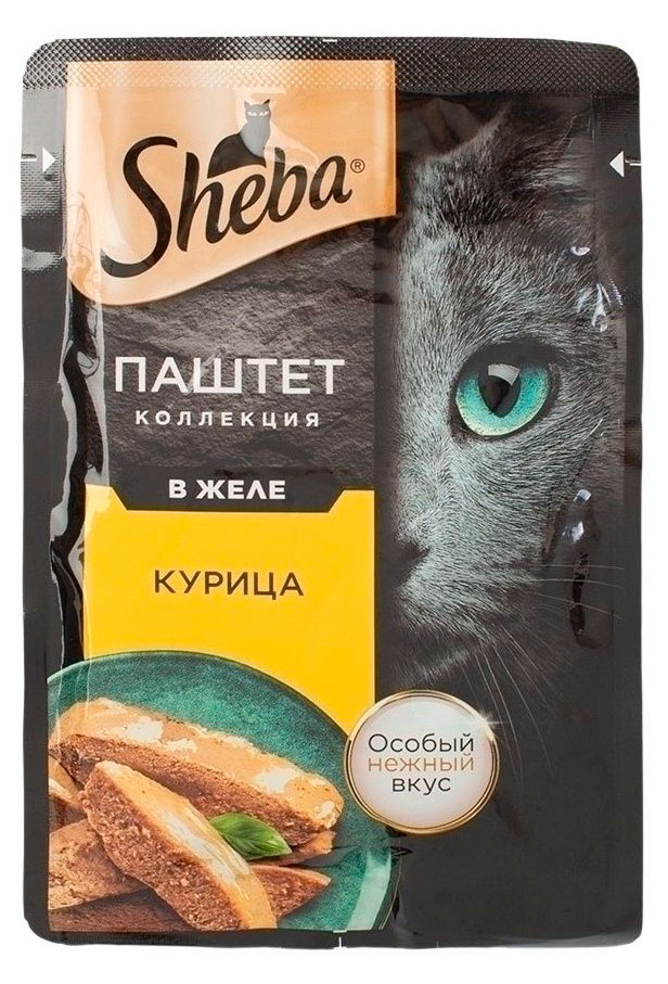 Влажный корм для кошек Sheba Нежный паштет в желе с курицей, 75 г