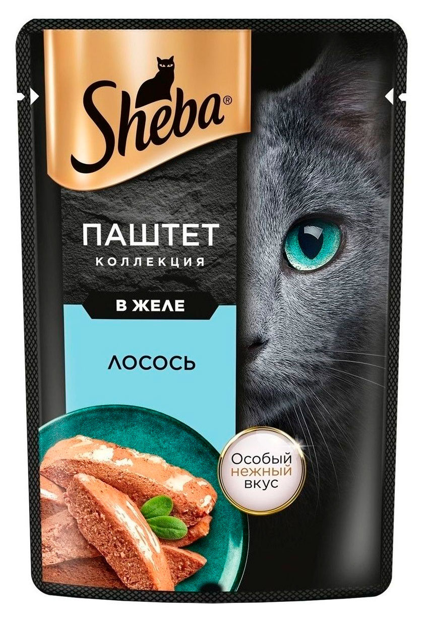 Влажный корм для кошек Sheba Нежный паштет в желе с лососем, 75 г