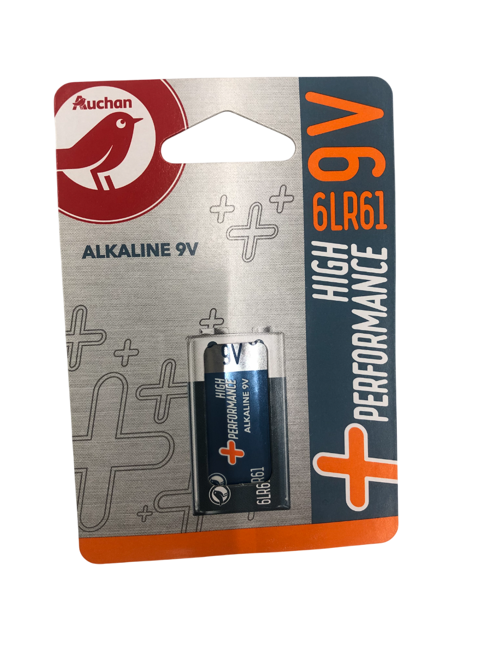 Батарейка АШАН Красная птица Alkaline 9V алкалиновая High Performance 6LR61, 1 шт