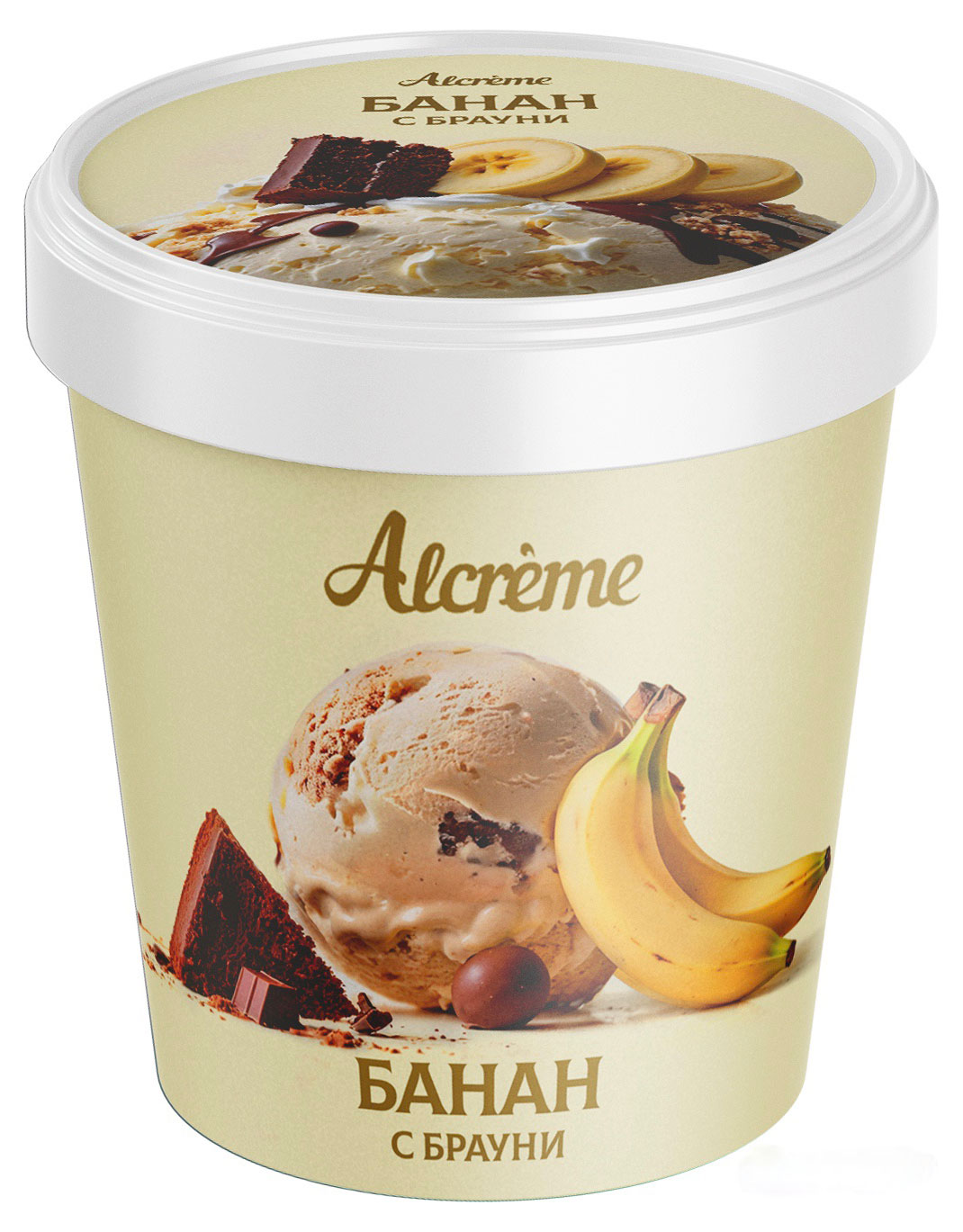 Мороженое сливочное Alcreme Банан с брауни 8,2% БЗМЖ, 300 г