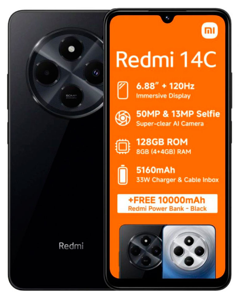 Смартфон Xiaomi Redmi 14C 4/128Gb черный, 6,88"