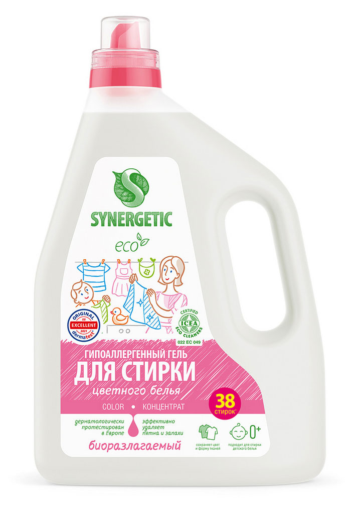 Гель для стирки Synergetic для цветного белья, 2,28 л