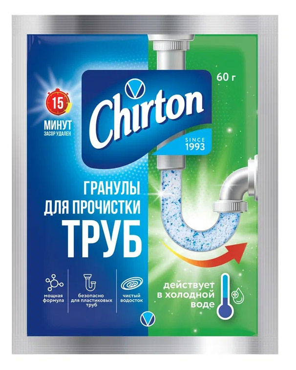 Средство для прочистки канализационных труб Chirton, 60 г