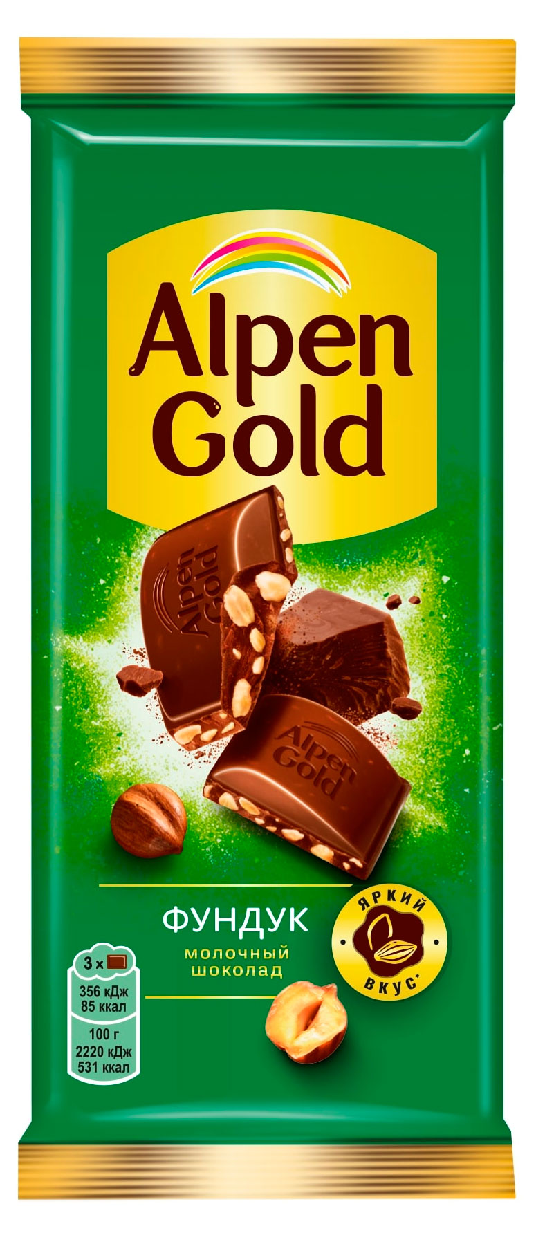 Шоколад молочный Alpen Gold с фундуком, 80 г