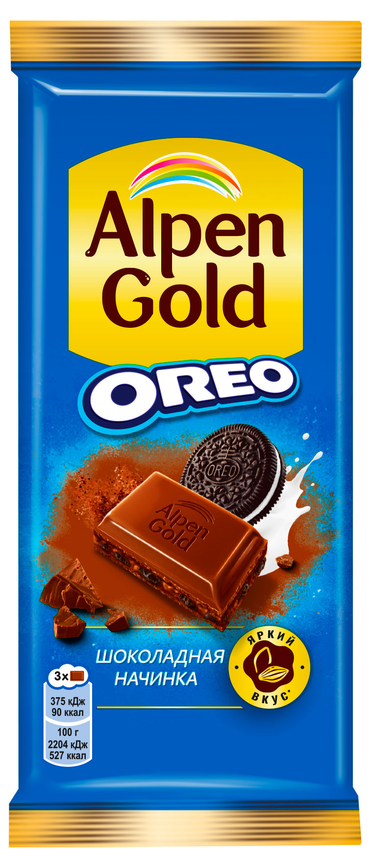 Шоколад молочный Alpen Gold Oreo с шоколадной начинкой, 85 г