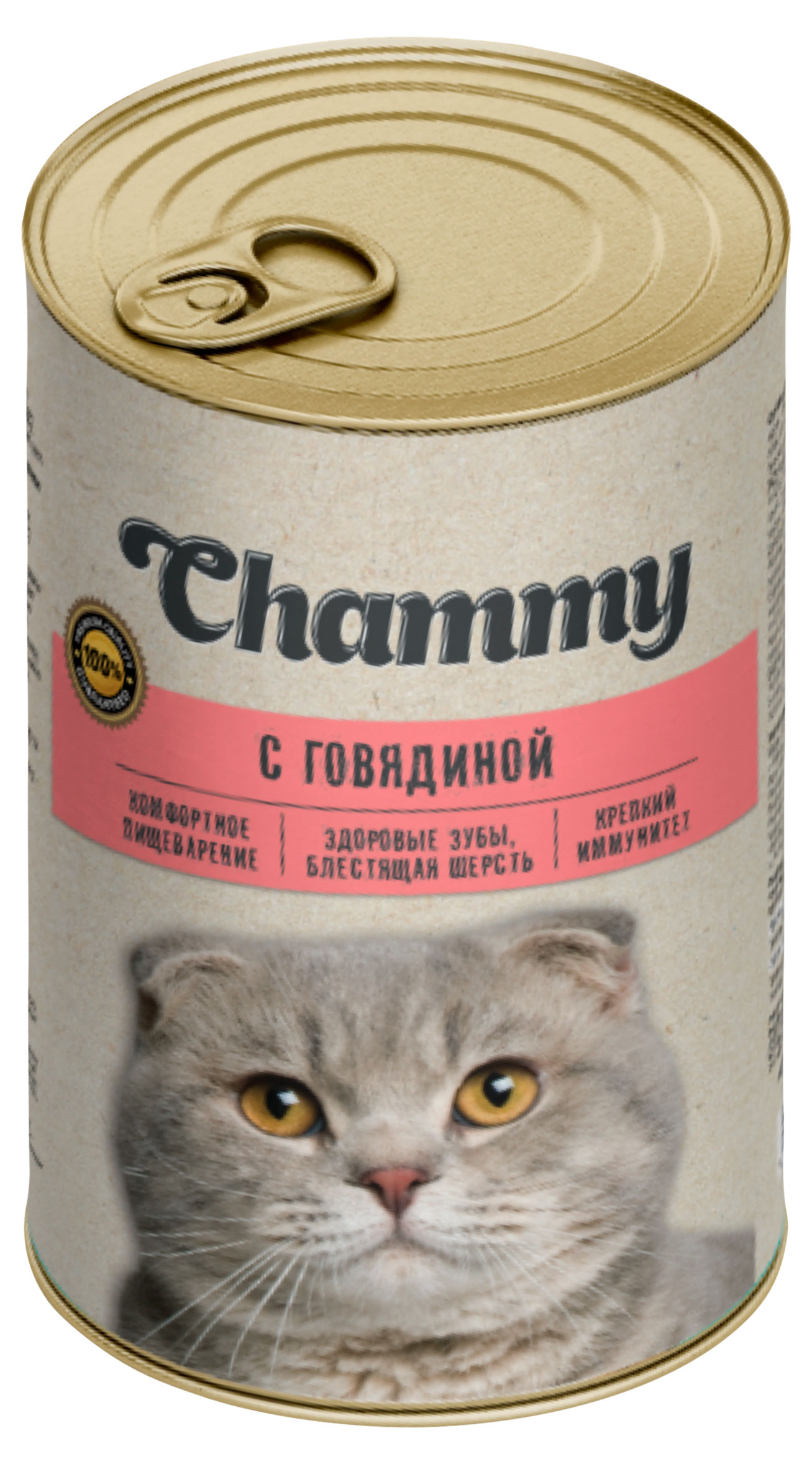 

Корм консервированный для кошекChammyс говядиной в соусе, 415 г