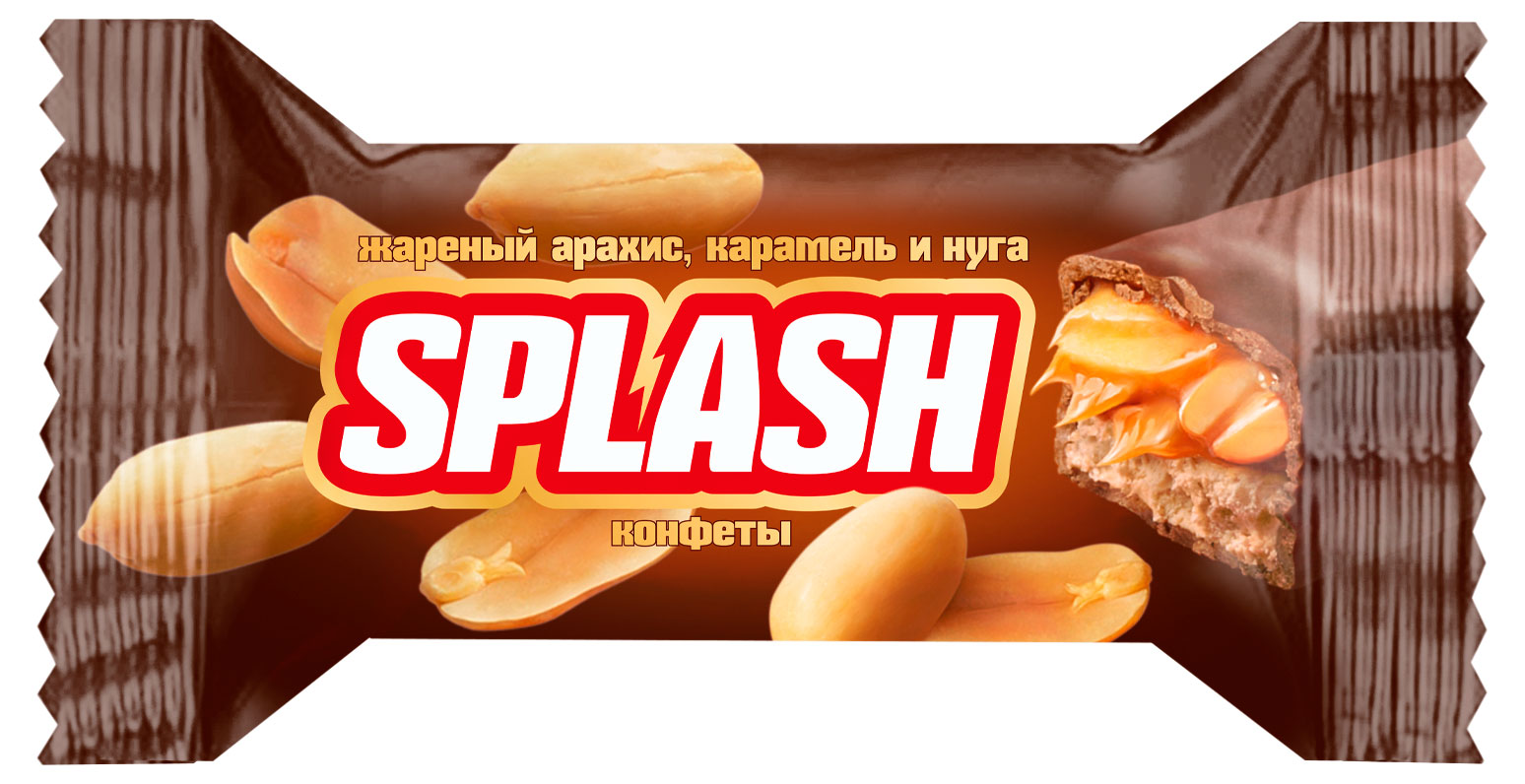 Конфеты Splash жареный арахис карамель и нуга, вес