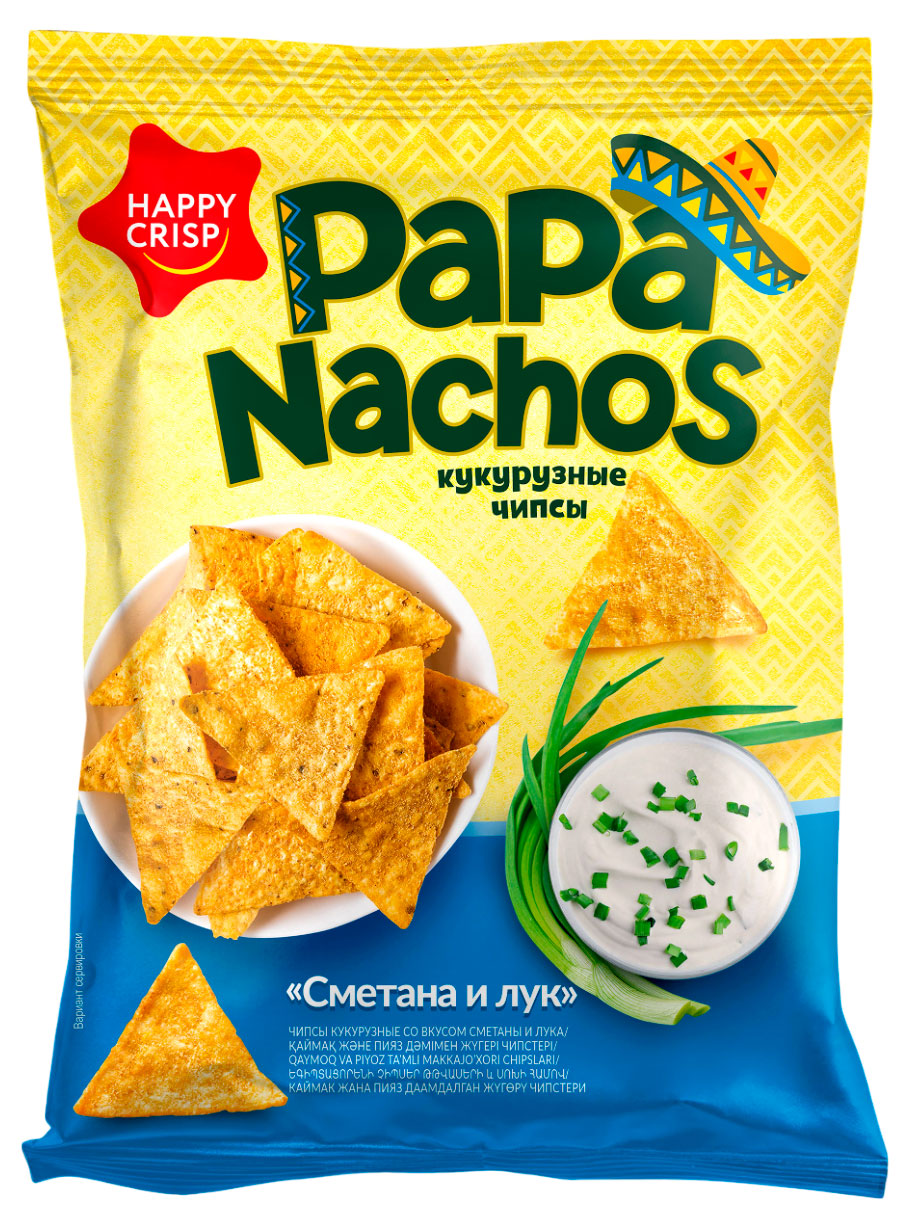 

Чипсы кукурузные Papa Nachos сметана лук, 75 г