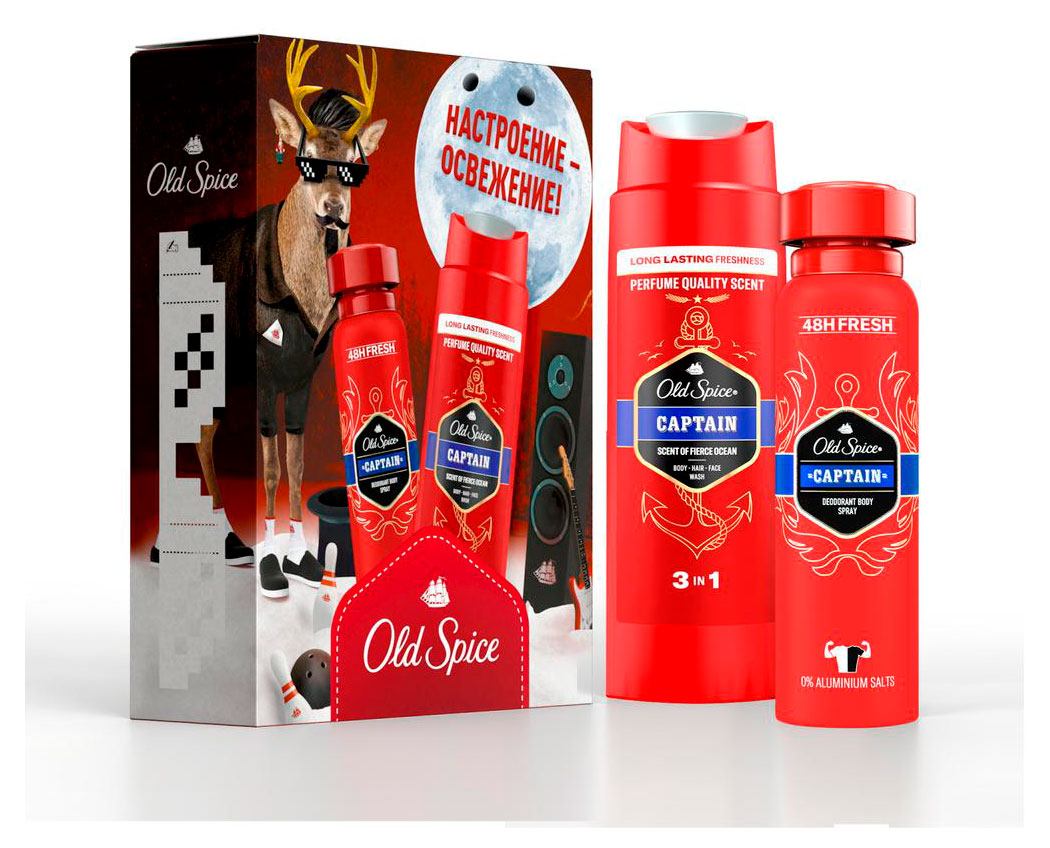 

Подарочный набор для мужчин Old Spice Captain, дезодорант-спрей 150мл + гель для душа 3в1 250 мл