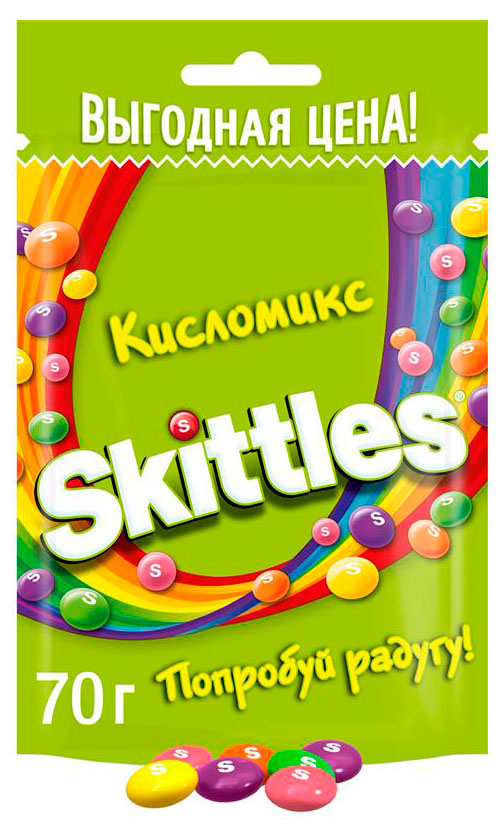 

Драже Skittles Кисломикс в разноцветной сахарной глазури, 70 г