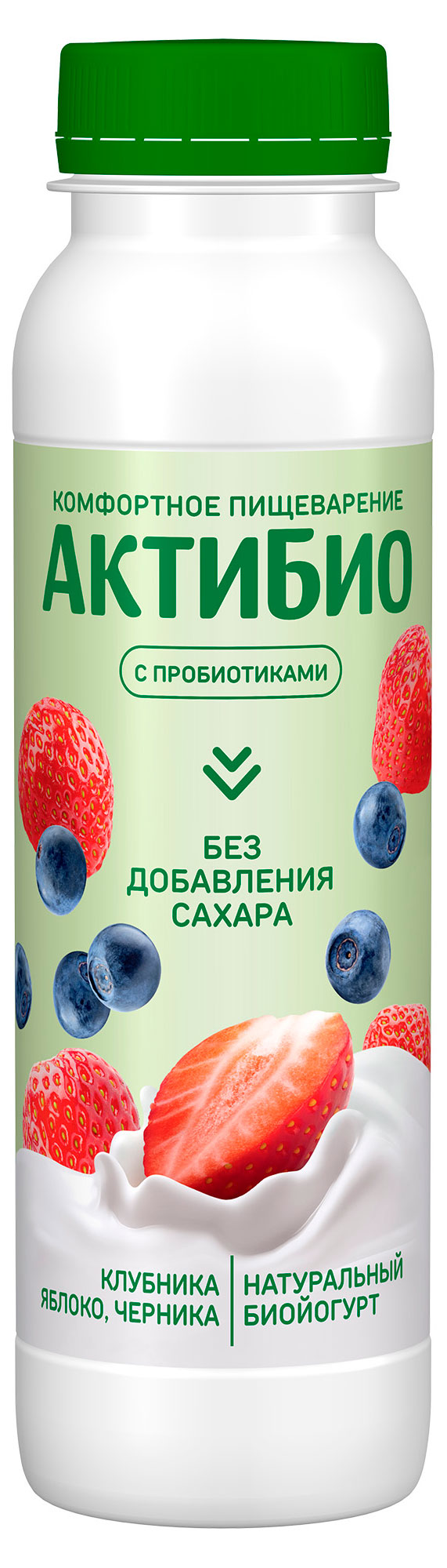 

Йогурт питьевой АктиБио с яблоком клубникой и черникой без сахара 1,5% БЗМЖ 260 г