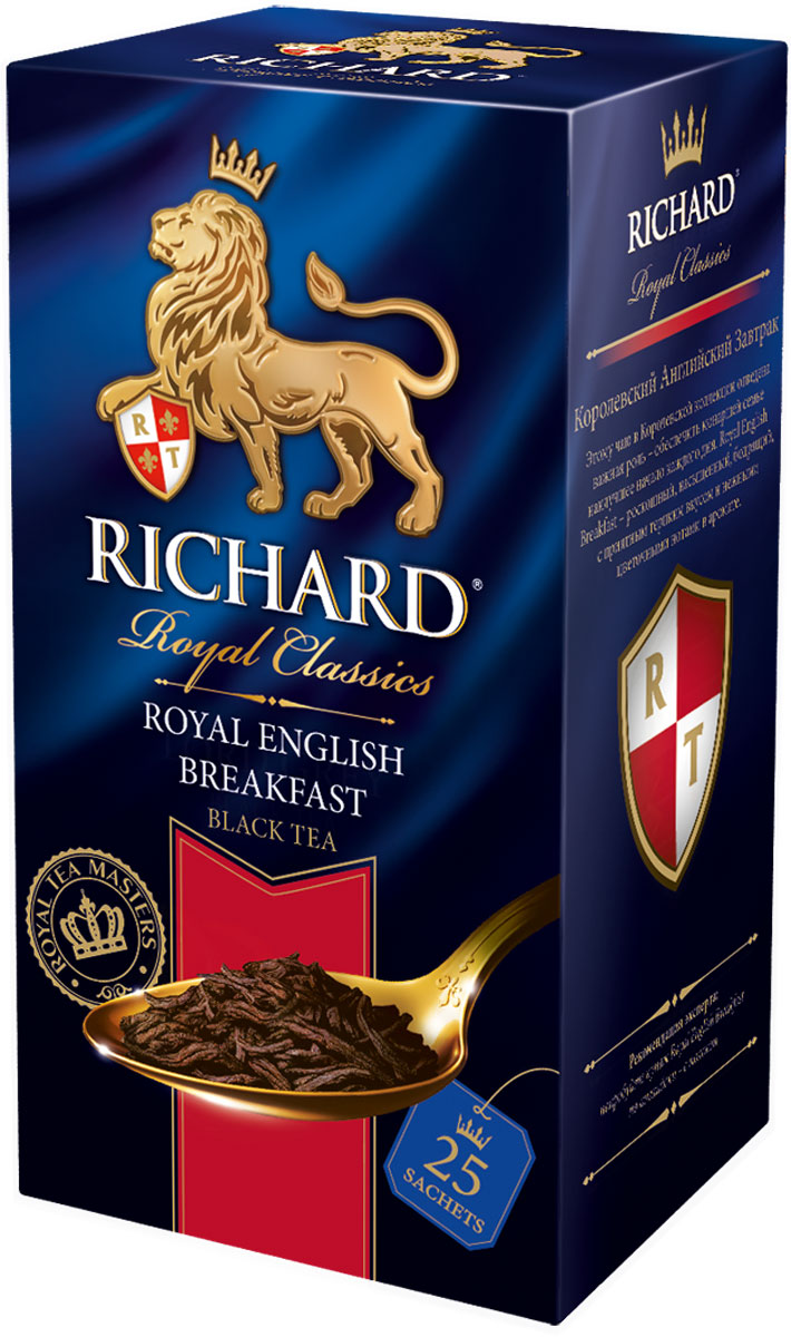 RICHARD | Чай черный Richard Royal English Breakfast в пакетиках, 25х2 г