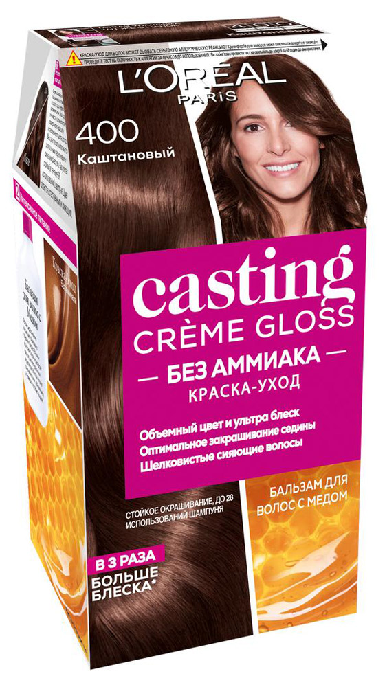 Краска для волос L'Oreal Paris Casting Creme Gloss каштан тон 400, 180 мл