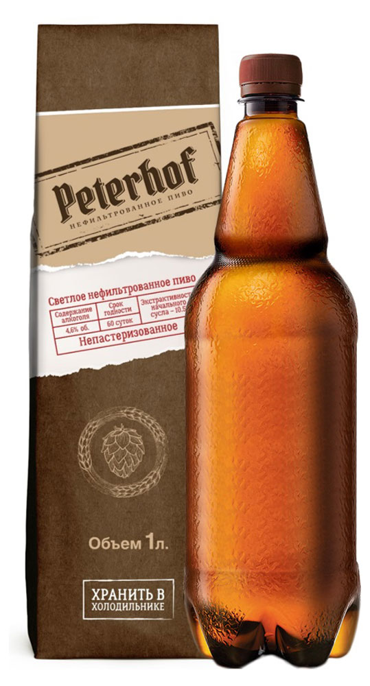 Peterhof | Пиво Peterhof светлое нефильтрованное 4,6%, 1 л