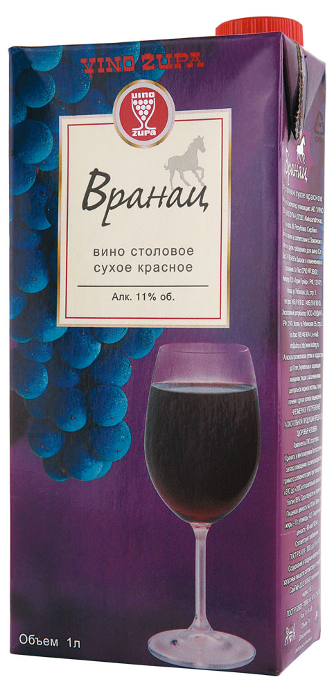 Вино Vino Zupa Вранац красное сухое Сербия, 1 л