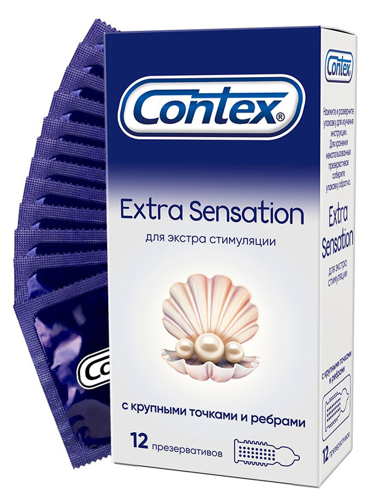 Contex | Презервативы Contex Extra Sensation с крупными точками и ребрами, 12 шт