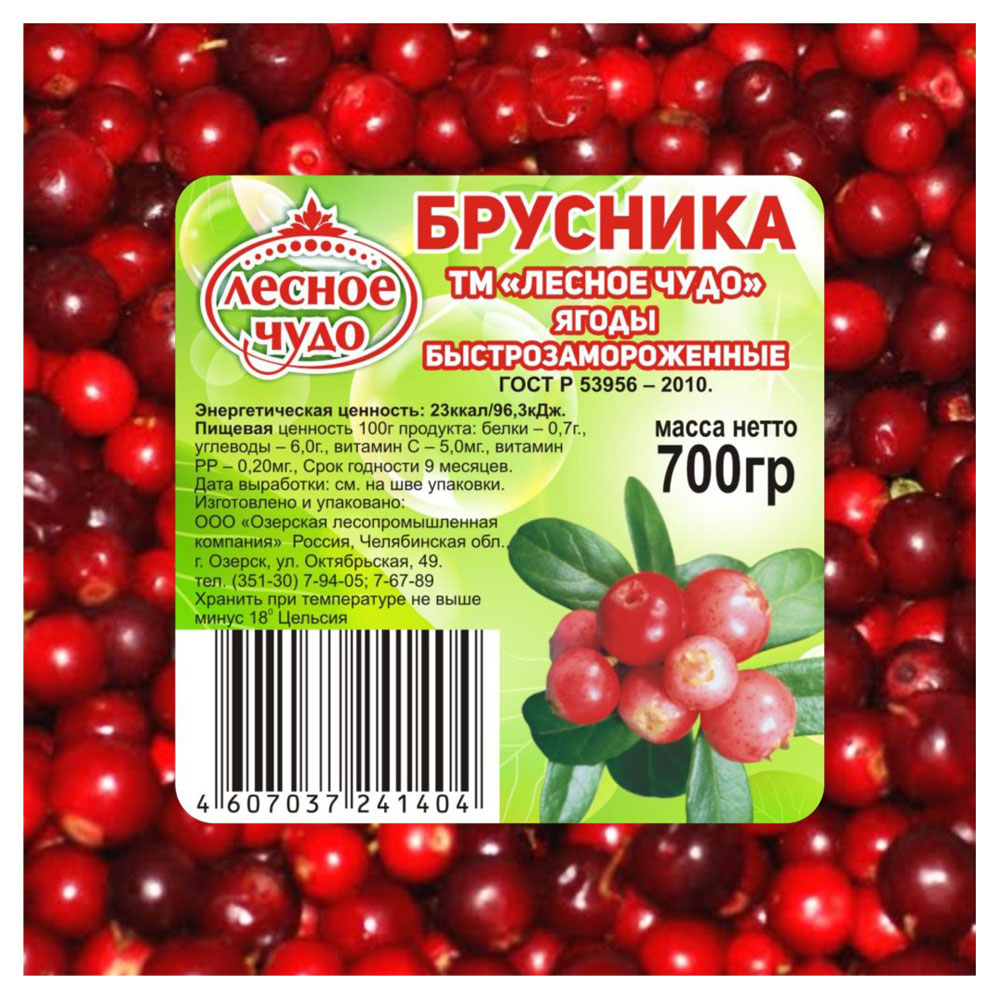 Купить Брусника «Лесное чудо» замороженная, 700 г (389492) в  интернет-магазине АШАН в Москве и России