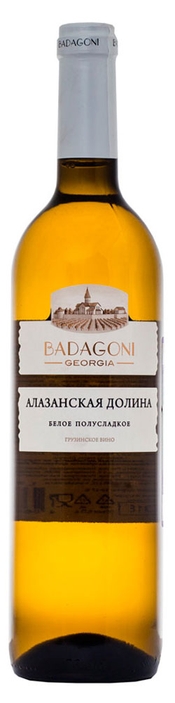 Вино Badagoni Алазанская Долина белое полусладкое Грузия, 0,75 л