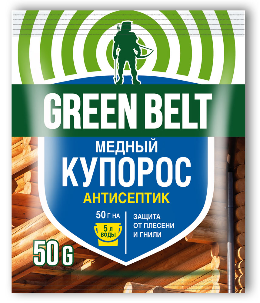 GREEN BELT | Фунгицид для обработки древесины GREEN BELT Медный купорос, 50 г