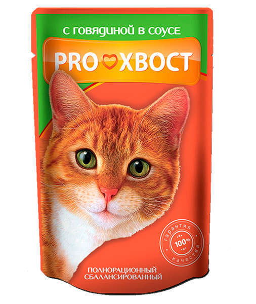 ProХвост | Консервированный корм для кошек ProХвост говядина, 85 г