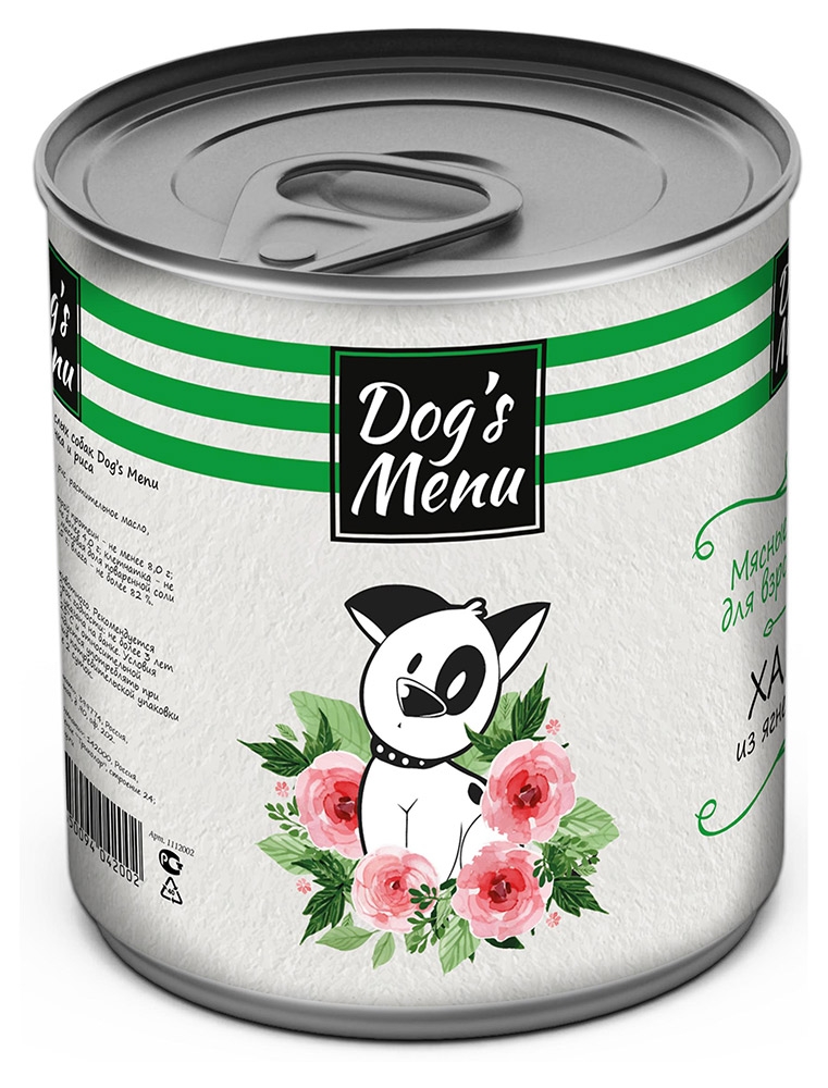 Dog`s Menu | Консервы для взрослых собак Dog`s Menu хаггис из ягненка и риса, 750 г