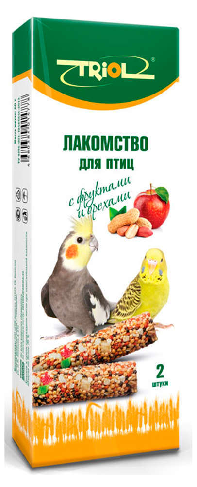 Лакомство для птиц Triol с фруктами и орехами, 60 г