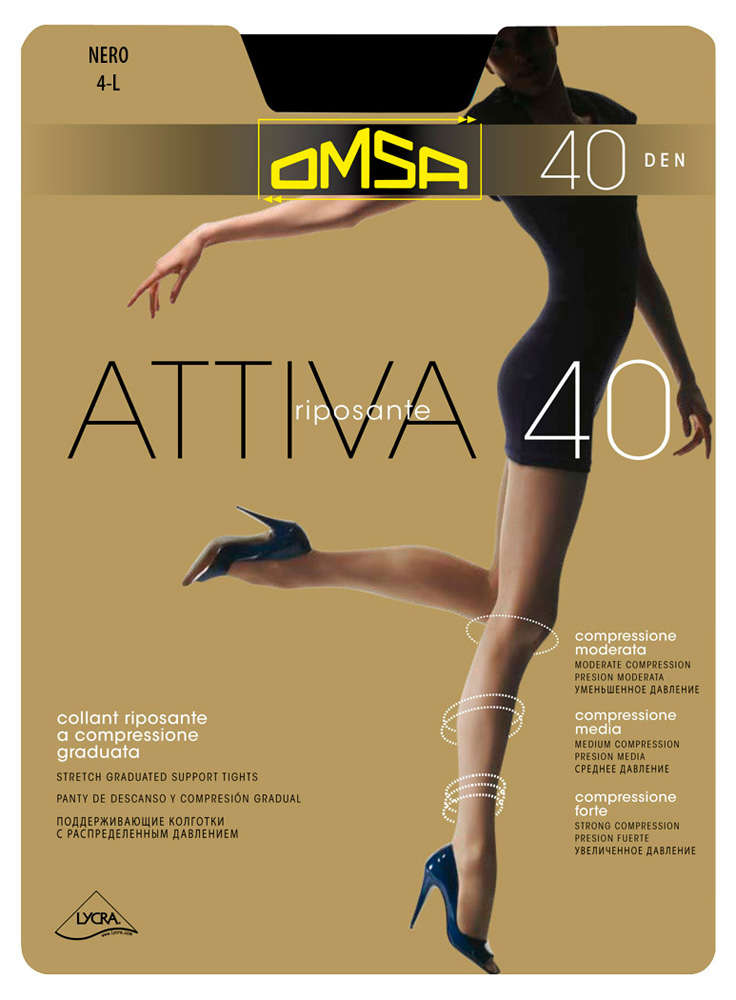 Колготки OMSА Attiva 40 den nero, размер 5