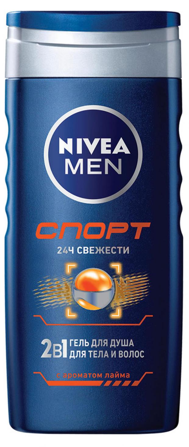 фото Гель для душа мужской nivea men 2в1 спорт для тела и волос с ароматом лайма, 250 мл