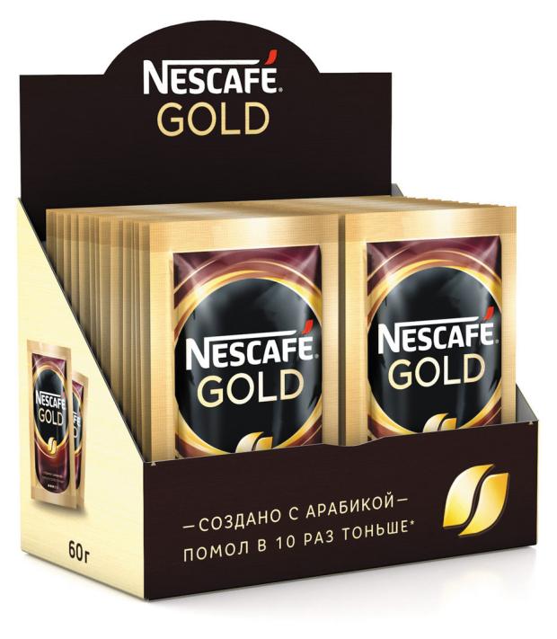 

Кофе растворимый Nescafe Gold сублимированный с добавлением молотого кофе, 30x2 г