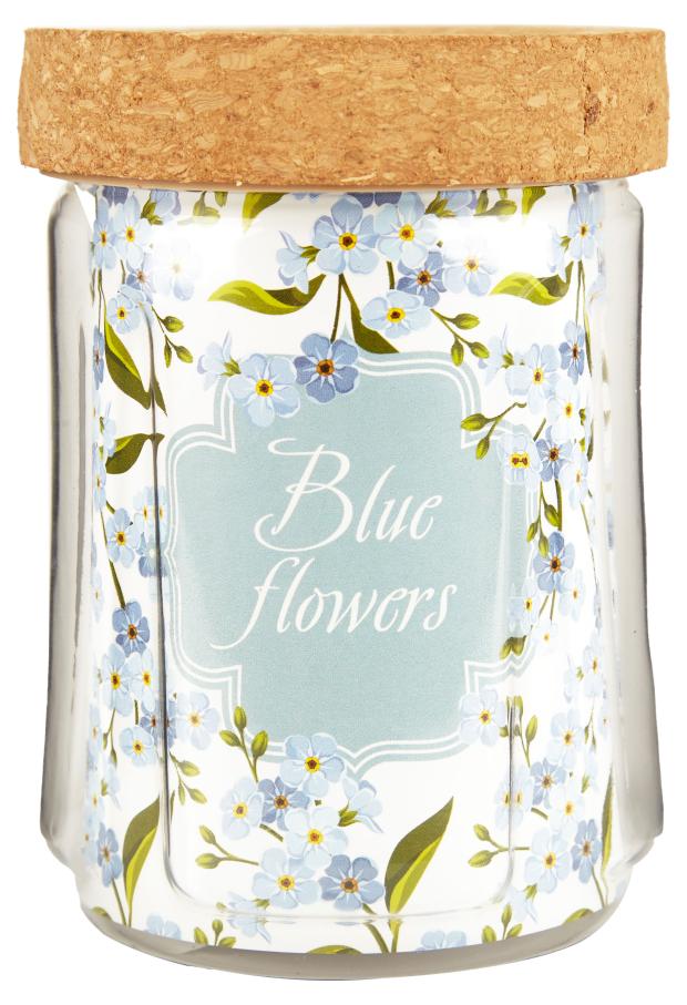 

Банка для сыпучих продуктов Sugar&Spice Blue flowers Rosemary с пробковой крышкой , 0,75 л