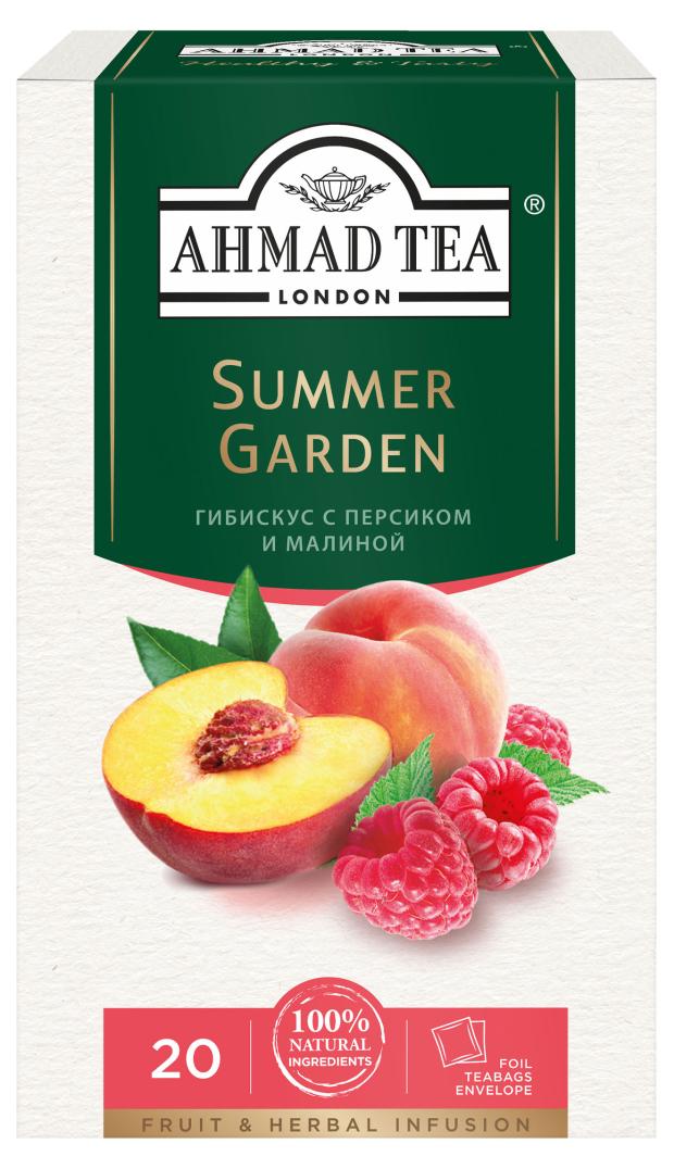 

Чай травяной Ahmad Tea Summer Garden Гибискус с персиком и малиной в пакетиках, 20 шт х 1,8 г