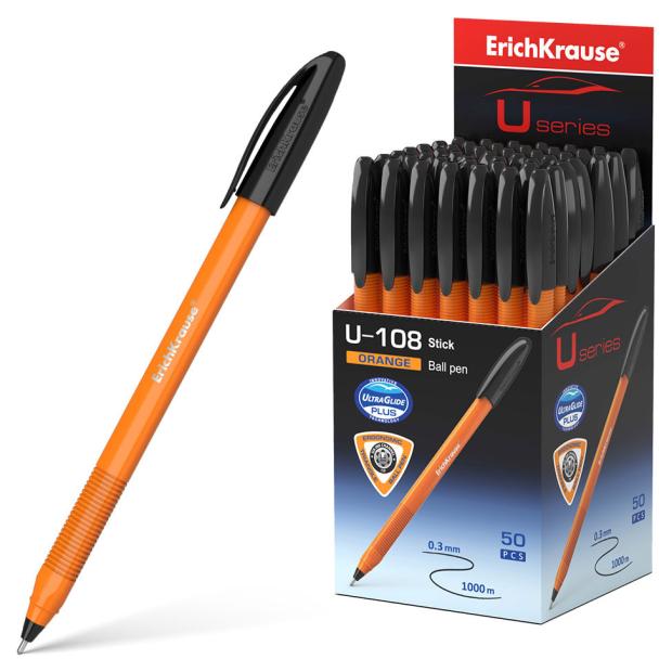 

Ручка шариковая ErichKrause U-108 Orange Stick 1.0 Ultra Glide Technology черная, 1 шт