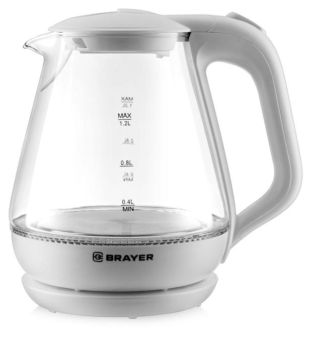 

Чайник электрический Brayer BR1063WH прозрачный, 1,2 л