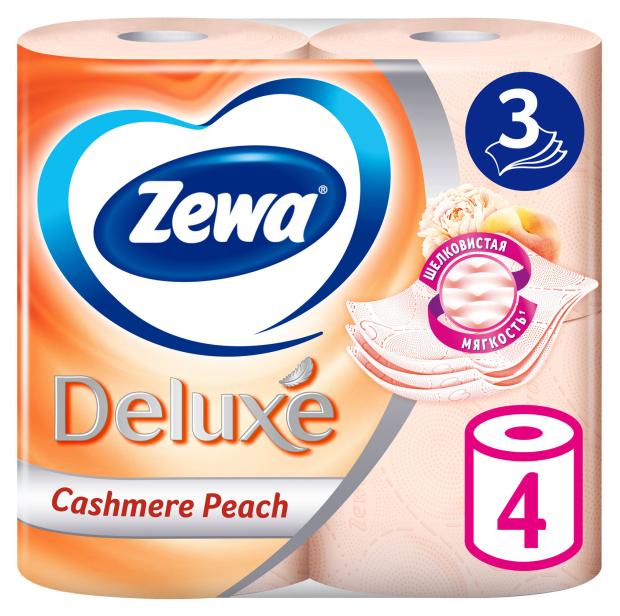 Бумага туалетная Zewa Deluxe Персик, 3 слоя, 4 рулона