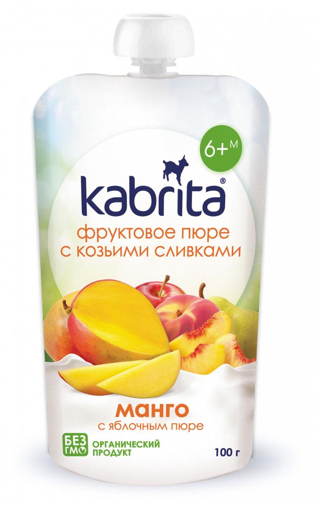 фото Пюре фруктовое kabrita с козьими сливками манго яблоко 6+, 100г