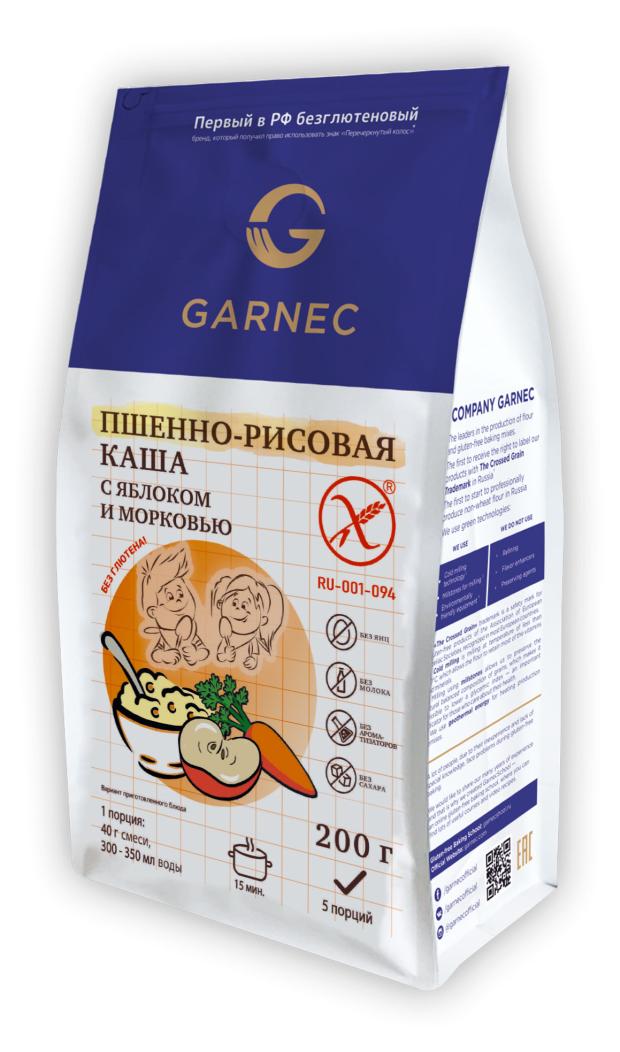 Каша пшено-рисовая Garnec с яблоком морковью без глютена, 200 г