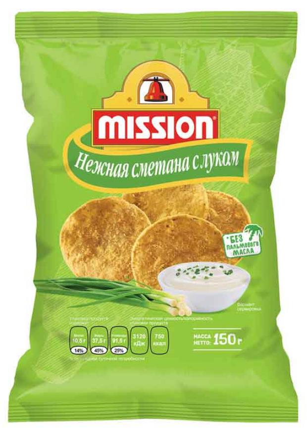 

Чипсы кукурузные Mission со вкусом сметаны и лука, 150 г