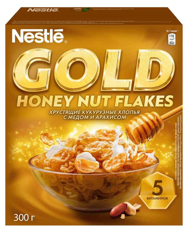 

Хлопья кукурузные Nestle GOLD мед и орехи, 300 г