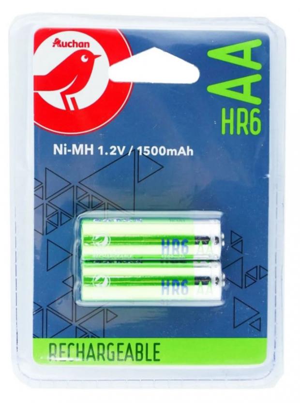 

Батарейка аккумуляторная АШАН 1500MAH АА, 2 шт