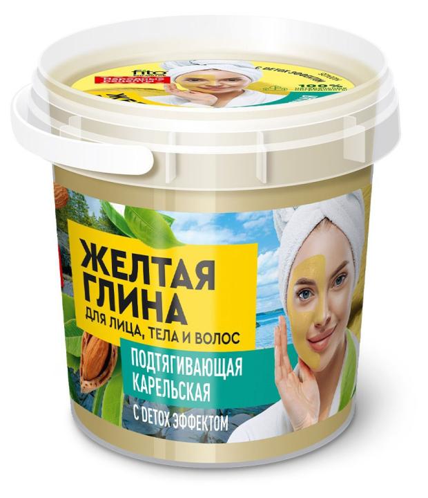 

Глина для лица тела и волос Народные рецепты Organic Крымская желтая подтягивающая, 155 мл