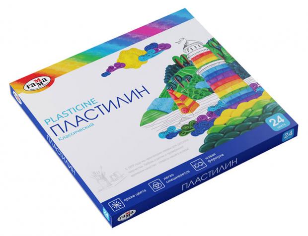 фото Пластилин гамма классический со стеком 24 цвета, 480 г