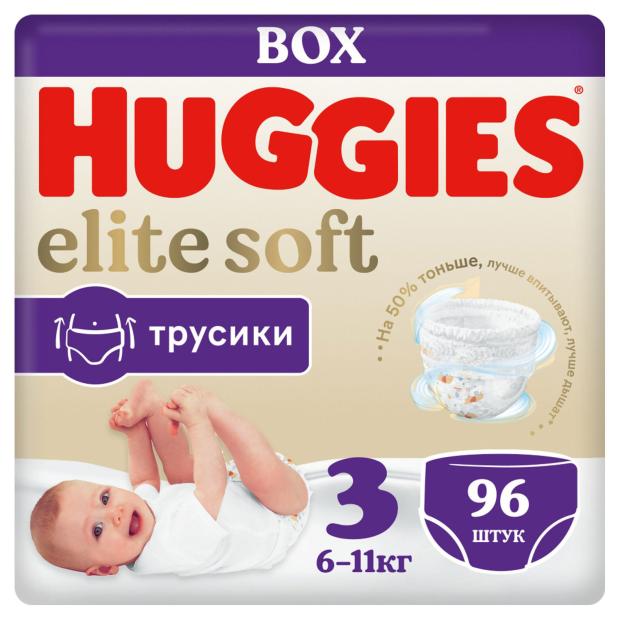 фото Подгузники-трусики huggies elite soft 3 6-11 кг, 96 шт