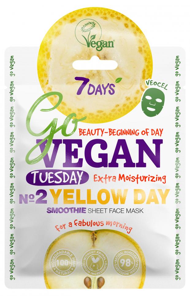 фото Тканевая smoothie маска для лица «go vegan 7 days» tuesday yellow day, 25 г 7days