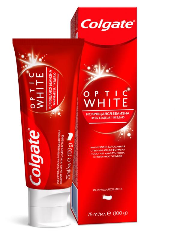 Зубная паста Colgate Optic White Искрящаяся белизна отбеливающая, 75 мл