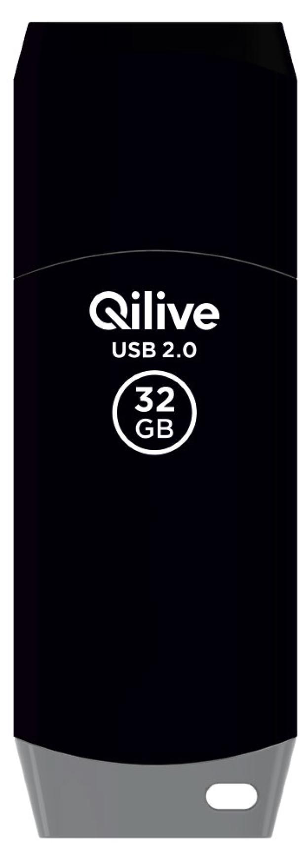 фото Флешка qilive usb 2.0 с колпачком пластик черная, 32gb